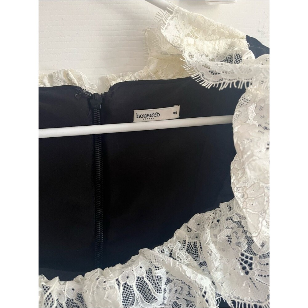 House of CB Top Black Velvet Jacinda Lace Ruffle Long Sleeve Corset size XS - Picture 6 of 10